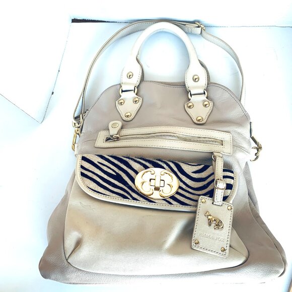 EMMA FOX LEATHER PURSE BAG POCKETBOOK COMPUTER BAG COW PRINT ACCENT PERFECT - Picture 7 of 15